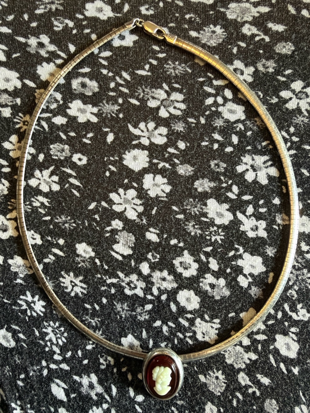 Milor red cameo sterling silver necklace
